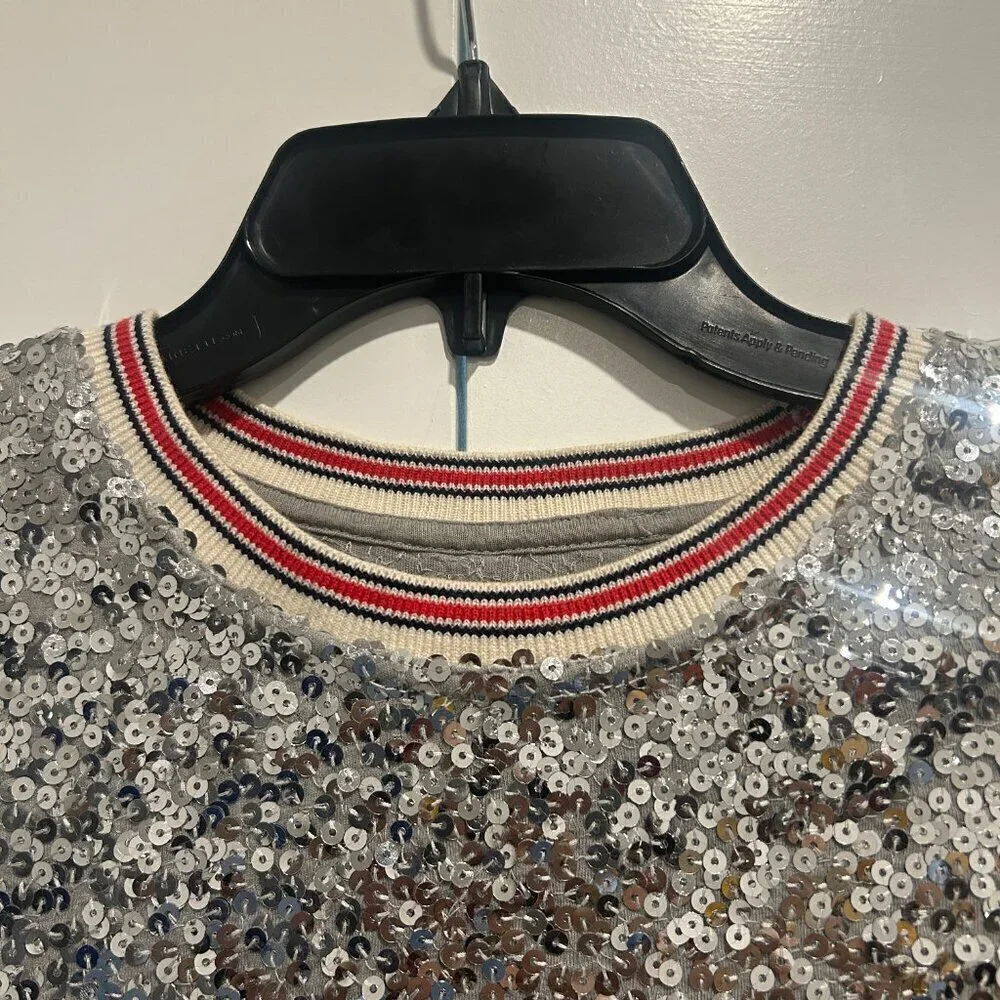 Nordstrom 1901 Silver Sequins Top Girls Size L 10/12